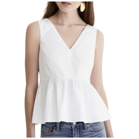 J Crew Always Womens‎ Sleeveless Peplum Top Sz 4 White Minimalist Resort Preppy - Picture 3 of 9